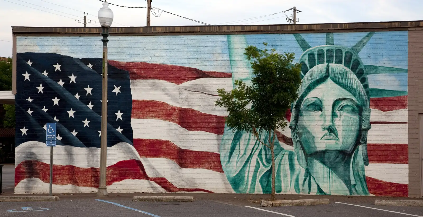 Painted downtown wall mural on a brick building in Bay Minette, Alabama