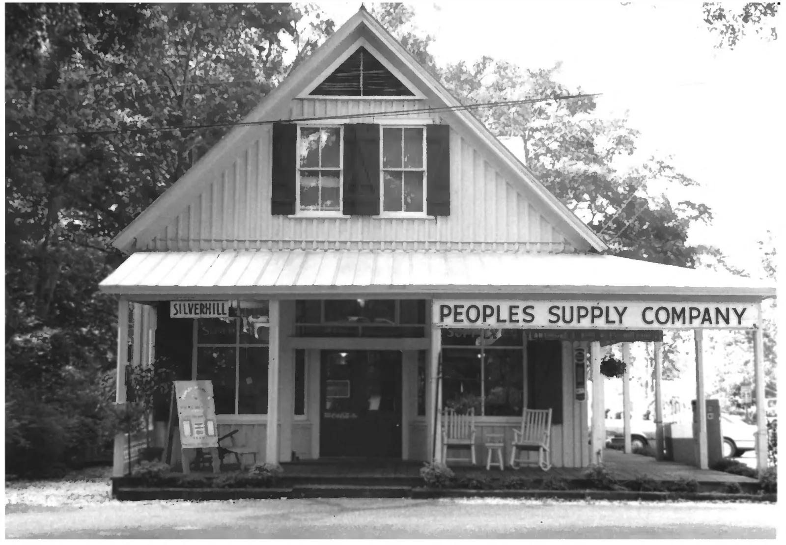 Historic wood-frame storefront on the main street of Silverhill, Alabama