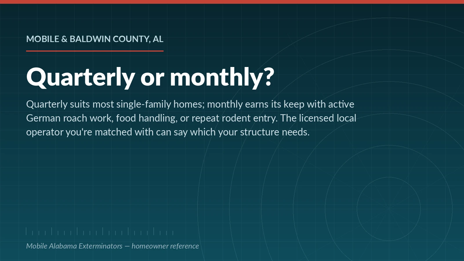 Quarterly versus monthly pest control cadence comparison for Mobile, Alabama homeowners