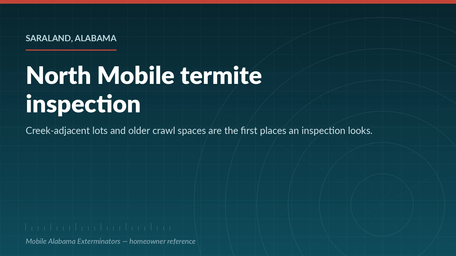 Reference panel on termite inspection for north Mobile County homes in Saraland, Alabama