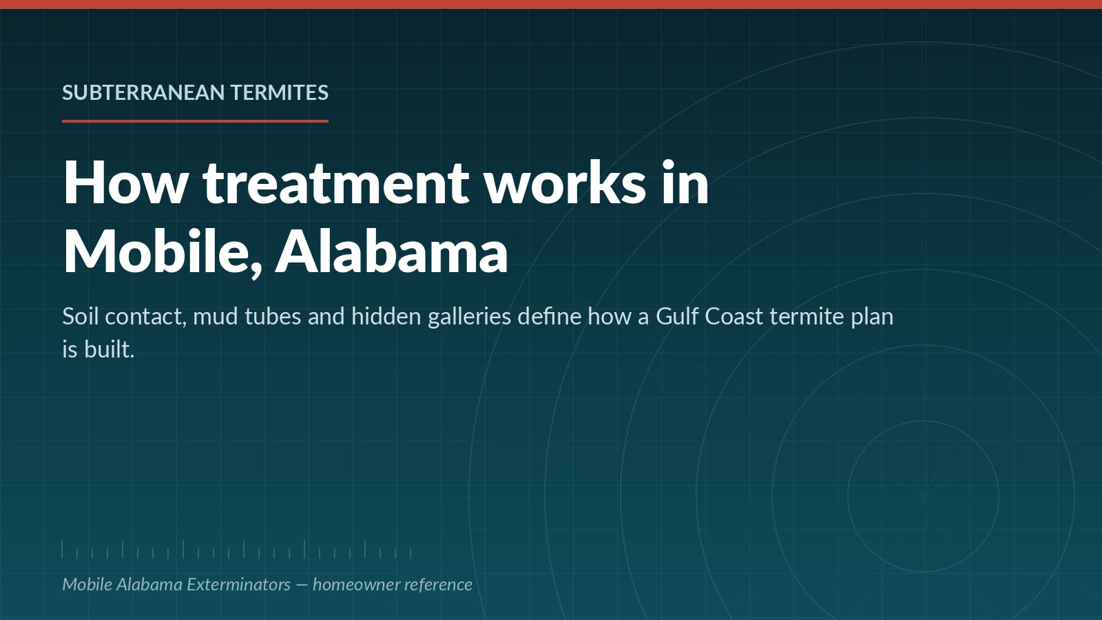 Reference panel on how subterranean termite treatment works in Mobile, Alabama