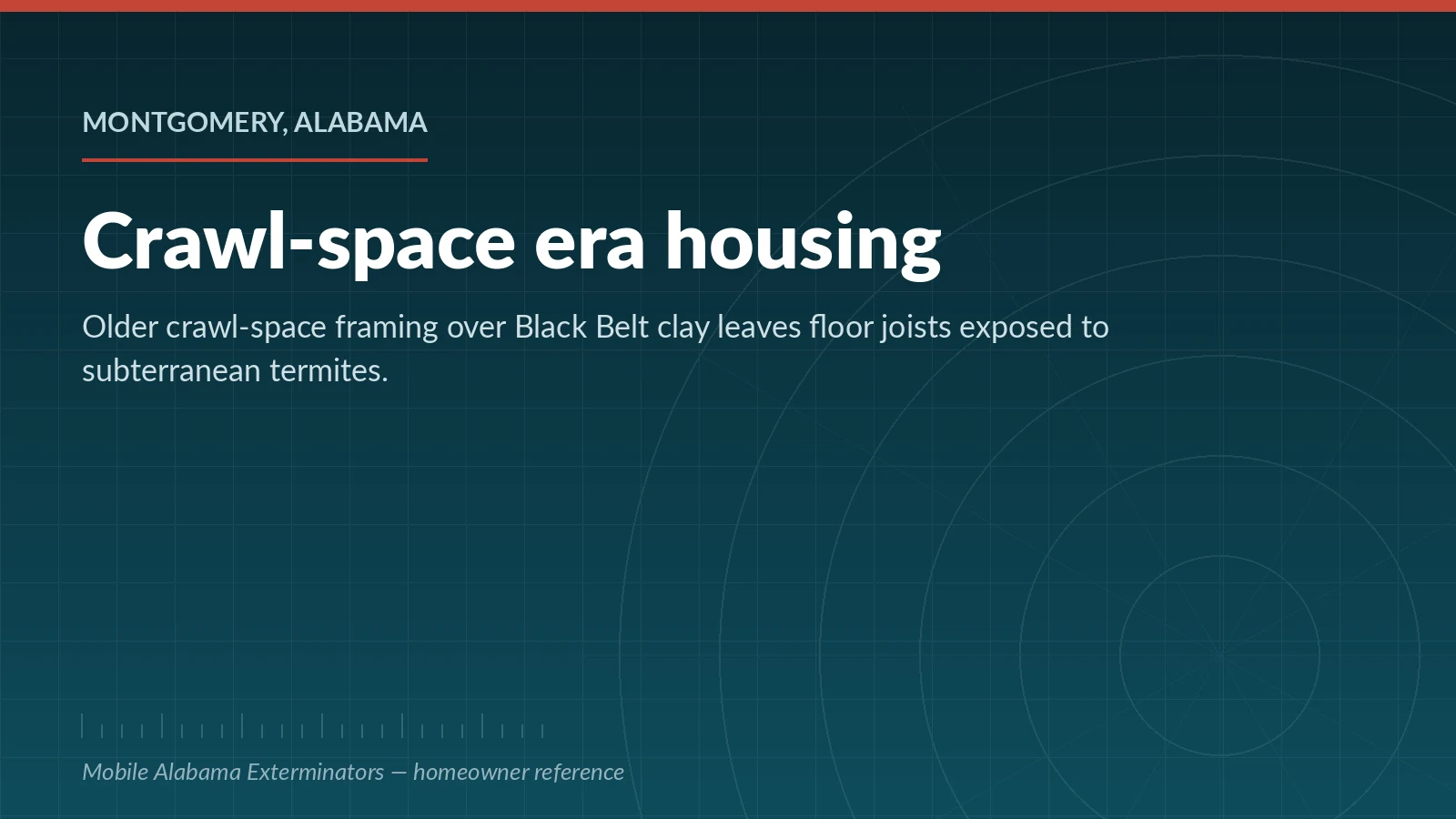 Reference panel on crawl-space termite exposure in older Montgomery, Alabama homes
